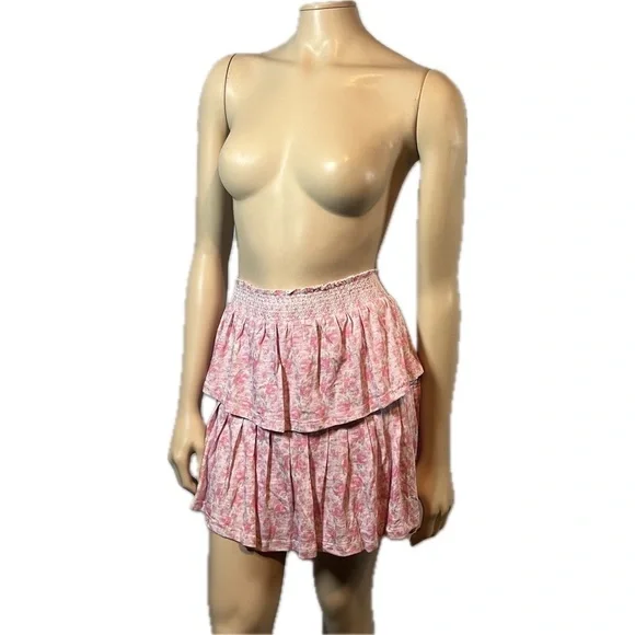 NWT LoveShackFancy Ruffle Mini Skirt Rose Patch - Picture 8 of 13